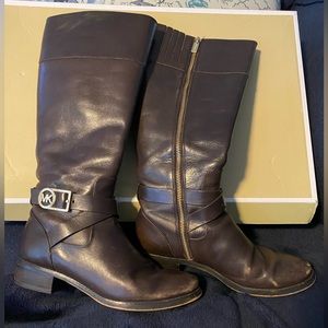 Michael Kors Bryce Tall Boots. Dark chocolate. Leather. Size 6.5M. Used.